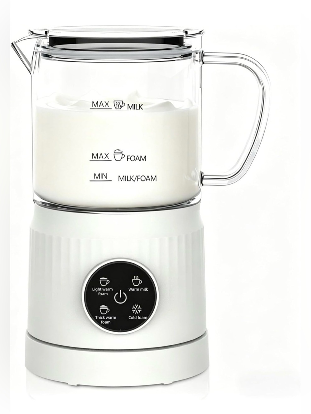 Electric Milk Frother & Steamer 13.52oz for Lattes Cappuccinos White